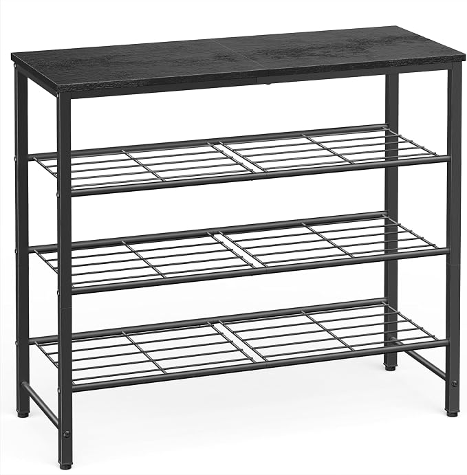 Kitsure Shoe Rack for Closet, Shoe Organizer with Leveling Feet, Sturdy & Rust-Proof Shoe Storage for Entryway, Bedroom, Living Room, 29.5" x 11.4" x 24.8", Black by Kitsure