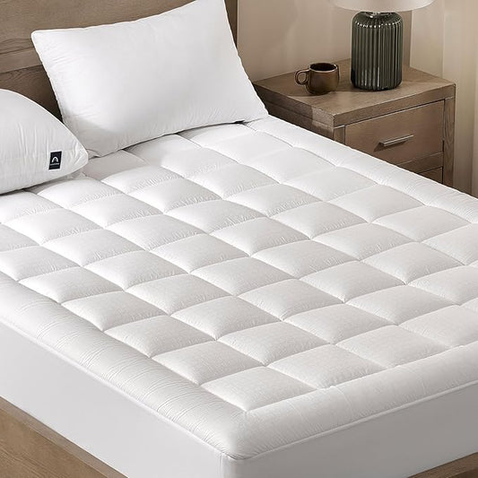 ACCURATEX Ultra Soft Mattress Topper King Size - 2 Inches Double Layer Comfort Pillow Top Mattress Pad for Back Pain Relief, 400TC Cotton Breathable Surface w/ 8-21 Inches Deep Pocket,78x80