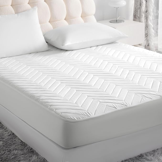 NTBAY Waterproof Mattress Protector, Quilted Twin Fitted Mattress Cover with 15" Deep Pocket- Machine Washable - Soft and Breathable Mattress Pad Cover, White