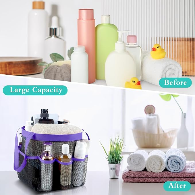 Attmu Mesh Shower Caddy Portable, Quick Dry Hanging Shower Tote Bag for College Dorm Room Essentials, Large Capacity Shower Caddy Dorm for Bathroom Gym Swimming - Image 6