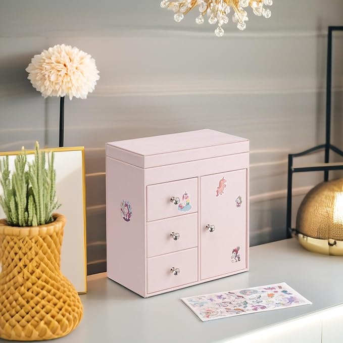 Vlando Musical Jewelry Box with Spinning Ballerina, Girls’ Jewelry Organizer for Necklaces Rings and Hair Accessories, Gift for Girls and Kids, Barely Pink - Image 6