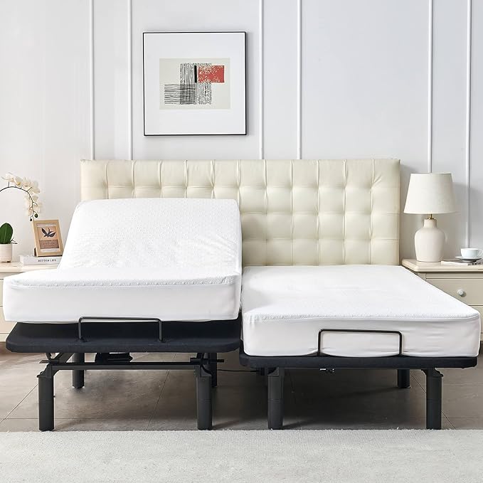 Cooler Bamboo Viscose Split California King Mattress Protector for Adjustable Beds Waterproof 2 Cali Twin XL 36x84 Soft Quiet Fitted Matress Cover Pad