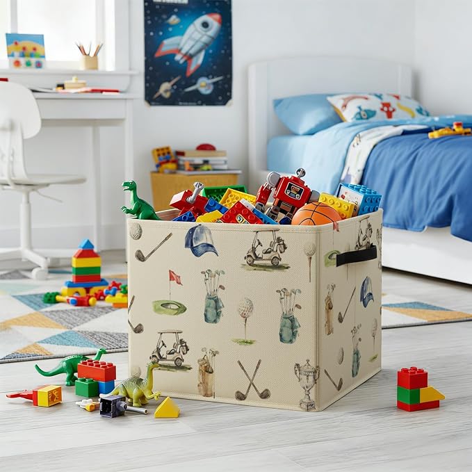 Golf Gifts Storage Bin Box with Handles, Gifts for Golfer Golf Lovers Foldable Baskets Organizer for Bedroom Bathroom Home Sports Room Clothes Toys Books, Toybox for Boys Girls - Image 4