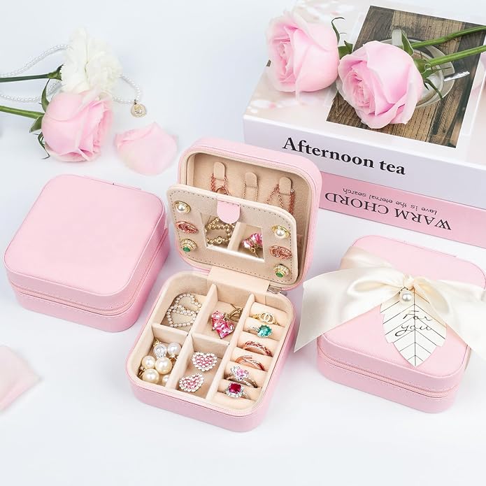 AYGXU Travel Jewelry Box for Women and Girls - Small Case With Initial A-Z - Teacher Gifts - Image 2