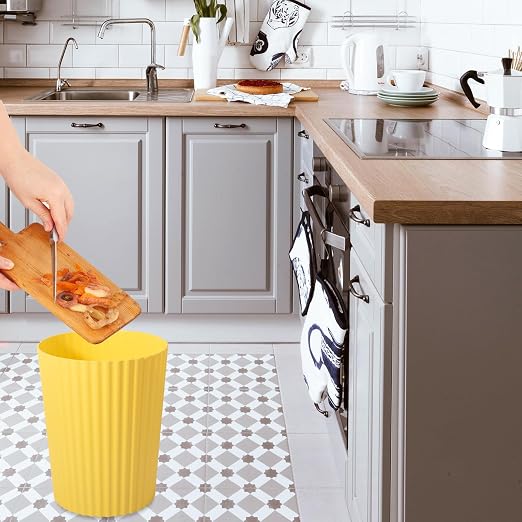 JiatuA Small Trash Can Plastic Wastebasket Round Garbage Container Bin for Bathroom, Kitchen, Bedroom, Home Office, College Dorm, Yellow - Image 6