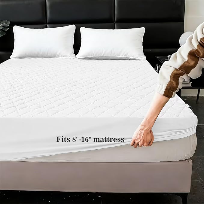 Shatex King Size Mattress Pad - Breathable Quilted Mattress Topper Protector with 8-16 Inches Deep Pocket, Machine Washable (78x80inch,White)