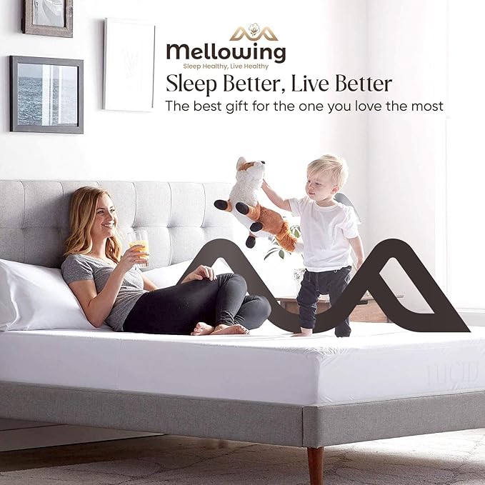 Mellowing 2 PCs Split Waterproof Mattress Protector Pad Cover Fitted Style Luxury Mattress Cover Terry Cotton White 12" Inch Deep (Split Queen 30"X80")
