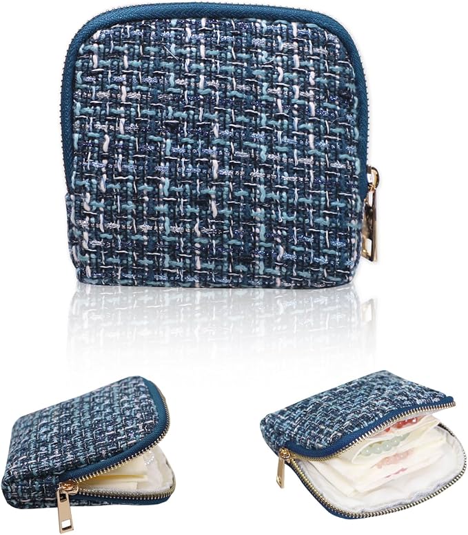 Stratalife Travel Jewelry Case - Portable Jewelry Pouches for Bracelets Necklace Rings, Healing Crystal Storage Bag Earring Organizer with Zipper Gift for Women, Navy Blue by Stratalife