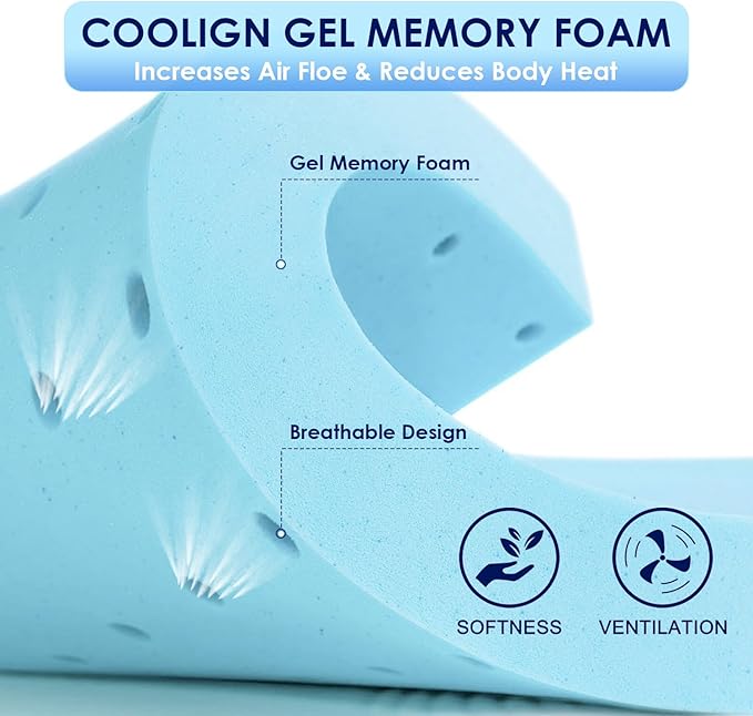 PayLessHere 2 Inch Gel Memory Foam Mattress Topper/Gel Infused Mattress Topper/CertiPUR-US Certified/Easy to Clean, (King)
