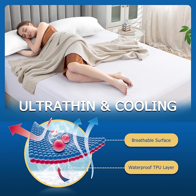 Zippered Mattress Encasement Twin XL, Waterproof Zipper Mattress Protector, Breathable, Noiseless, Machine-Washable Zip Mattress Cover?Fitting 7" - 13" Deep Mattress