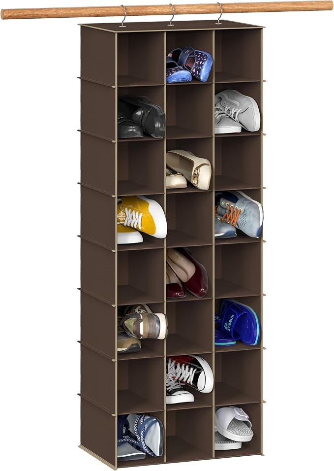 Simple Houseware 24 Section Shelves Hanging Shoes Organizer Holder for Closet, Brown by SimpleHouseware