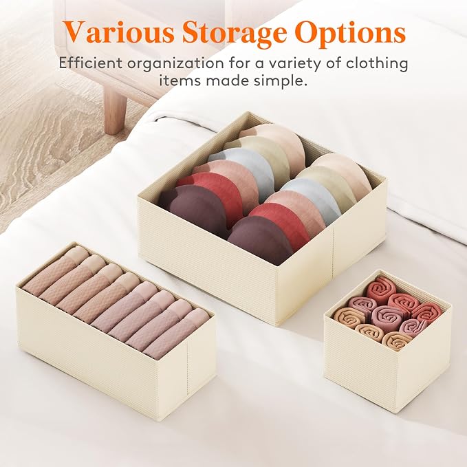 Lifewit 16 Pack Drawer Organizer, Dresser Underwear Drawer Organizer Bins, Foldable Fabric Closet Organizers, Storage Drawer Dividers, Dorm Room Essentials for Clothing, Socks, Towels, Ties Khaki - Image 3