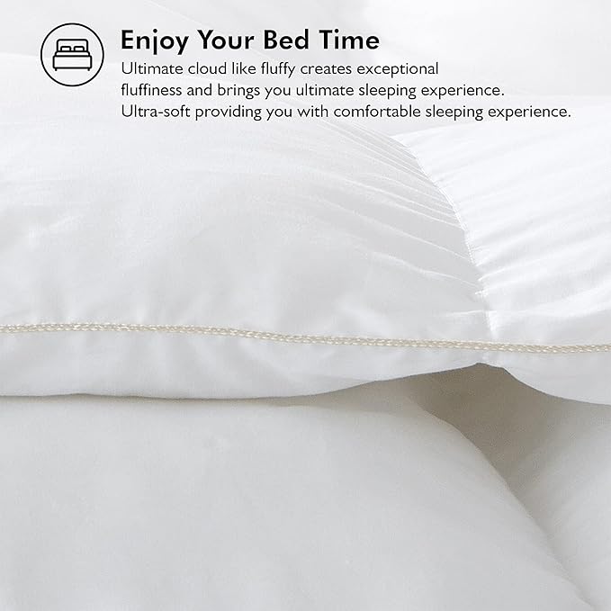 Luxurious King/Oversized King 108" x 98" Size Goose Down Fiber Waterfowl Feather Fiber Comforter Duvet, 100% Egyptian Cotton Cover, 65 oz. Fill Weight, Baffle Box Design, White Solid
