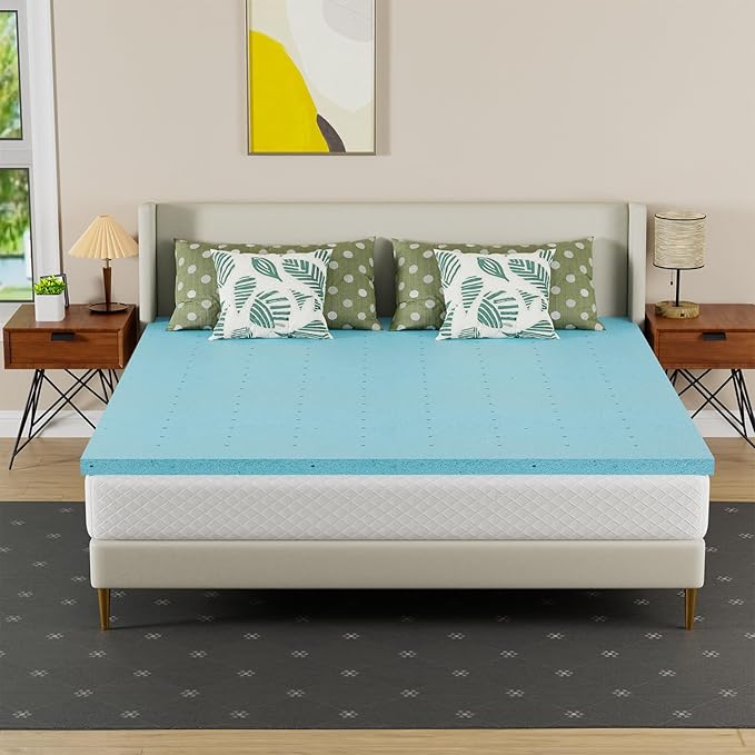 PayLessHere 2 Inch Gel Memory Foam Mattress Topper/Gel Infused Mattress Topper/CertiPUR-US Certified/Easy to Clean, (King)