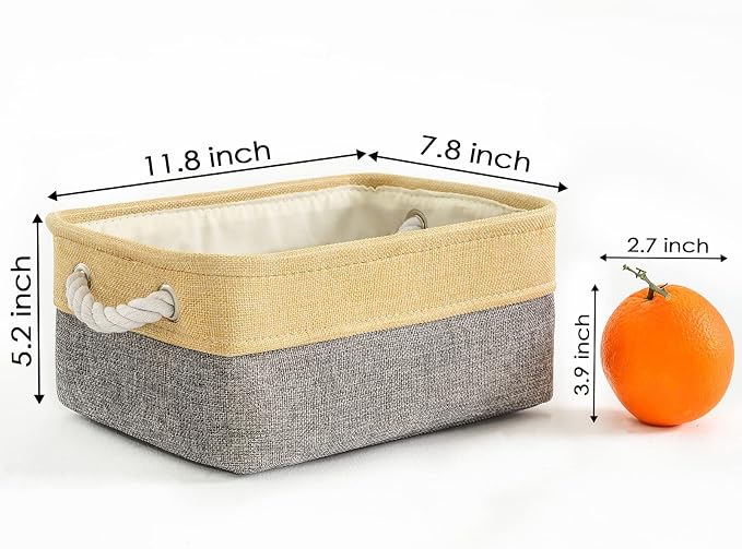 TheWarmHome Small Storage Bins Basket - Small Storage Baskets for Organizing Shelves, Fabric Storage Cubes Organizer for Changing Table Clothes Shoes Sock Towel Dog Toy,Decorative Basket Gift - Image 2