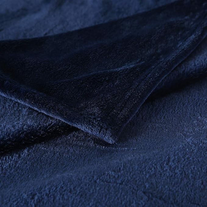 TASTHROW Large Flannel Fleece Throw Blanket, 60×80 Inch - Cozy Lightweight Thick Blanket - All Seasons Suitable for Women, Men and Kids (Navy)