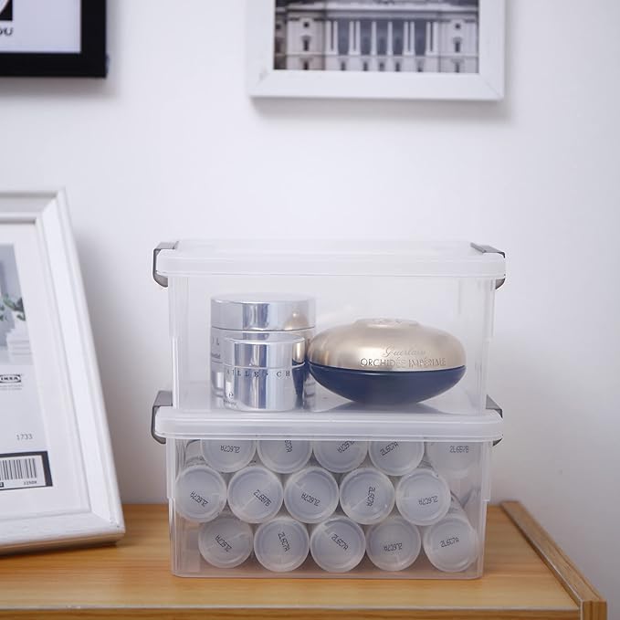 Citylife 1.3 QT 6 Pack Small Storage Bins Plastic Storage Container Stackable Box with Lids for Organizing, Clear White - Image 4