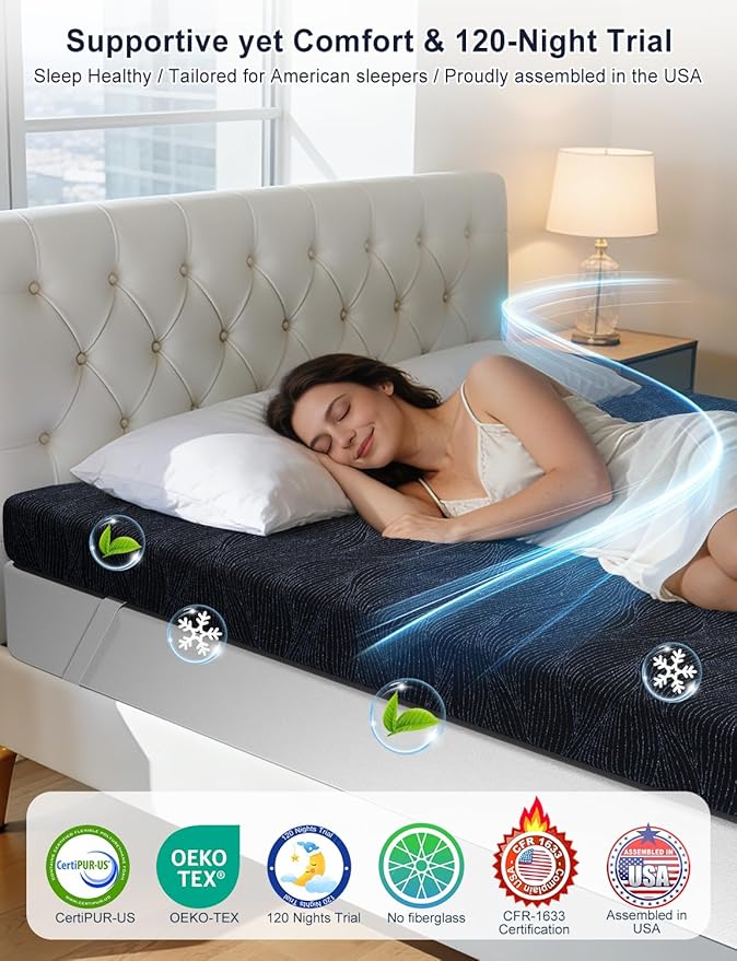 Extra Firm Mattress Topper Full Size, 3 Inch High Density Cooling Memory Foam Mattress Topper for Back Pain Relief, Bamboo Charcoal Cooling Gel Infused Bed Topper with Washable Cover, CertiPUR-US