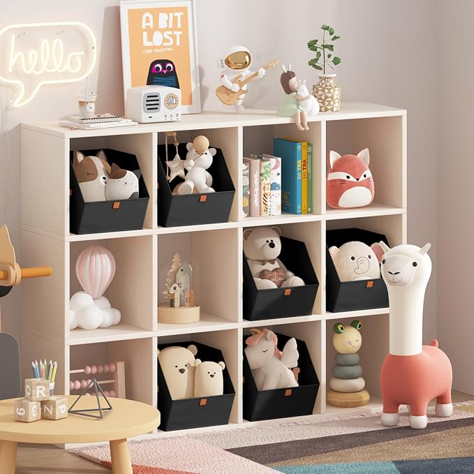 Homsorout Fabric Closet Storage Cubes - 8 Pack Square Storage Bins with Dual Handles for Clothes, Towels, Toys, Cube Storage Organizers for Bedroom, Nursery, Shelves, Closet, Small Spaces, Black - Image 2