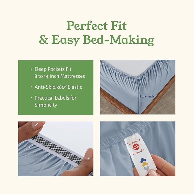 California Design Den Twin XL Bed Sheets Set - Soft 100% Organic Sheets with Deep Pockets, Crisp Percale, Breathable and Durable Bedding Set - Blue Hydrangea