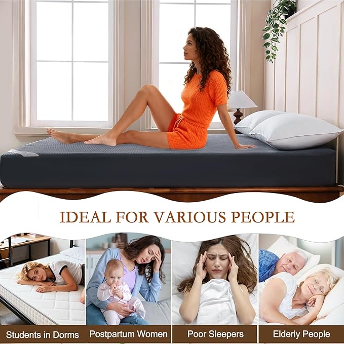 YOUR MOON Natural Wool Mattress Pad Twin – 200GSM Organic Australian Wool Mattress Topper, Quilted Fitted Mattress Bed Cover with 16" Deep Pocket, Hypoallergenic Cotton Cover (Gray)