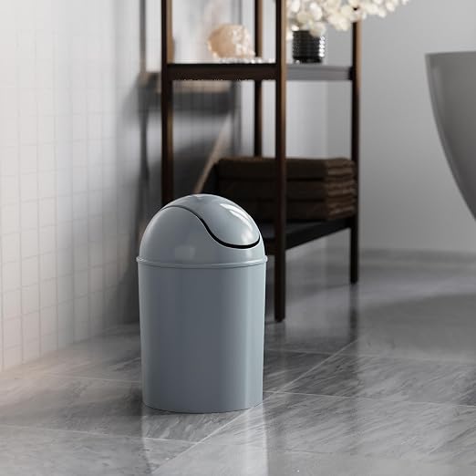 Umbra 1.25 Gallon Mini Waste Can with Removable Swing-Top Lid - Small Garbage Bin for Kitchen, Bathroom, Bedroom, Office - Compact Trash Can Fit Under Tables & Counters - Steel Blue - Image 5