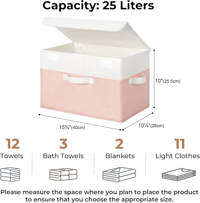 GRANNY SAYS Storage Baskets with Lids, Decorative Storage Boxes, Clothes Storage Bins for Closet, Foldable Storage Organizers, Pink, 2-Pack - Image 5