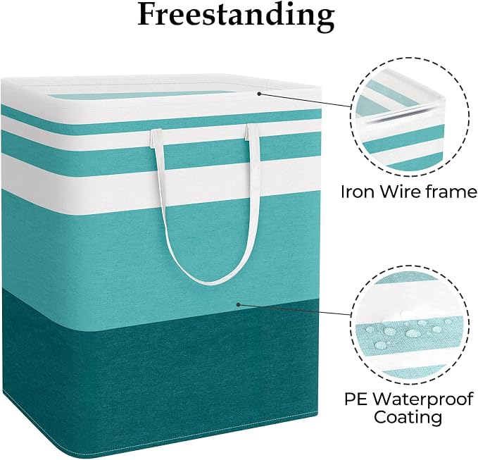 StorageRight Large Collapsible Laundry Basket Hamper with Easy Carry Handles，Freestanding Clothes Hampers for Laundry, Bedroom, Dorm, Towels, Toys, 125L, Green - Image 3