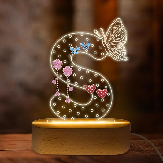 COSHAYSOO Earring Holder Organizer for Women New Mom First Time Mom to Be Gift Ideas Mothers Day Birthday Gifts Nursery Decor Breastfeeding Essentials, LED Night Light Initial Letter S by COSHAYSOO