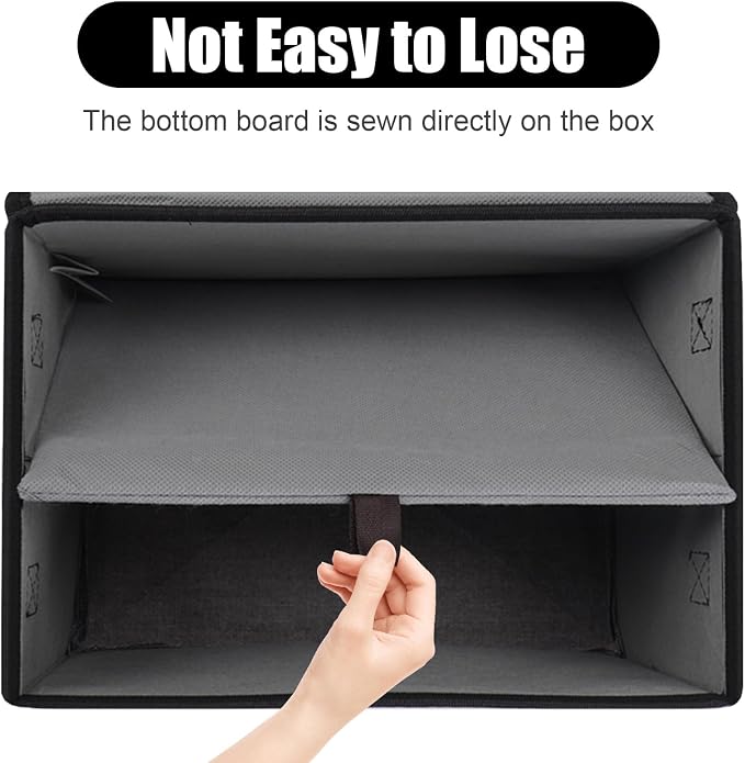 Bagnizer Large 42 Quarts Fabric Storage Bins with Lids [2-Pack] Linen Collapsible Foldable Storage Cubes, Closet Organizer Containers boxes with Handles for Home Office (16.7 x 12 x 12, Black & Gray) - Image 3