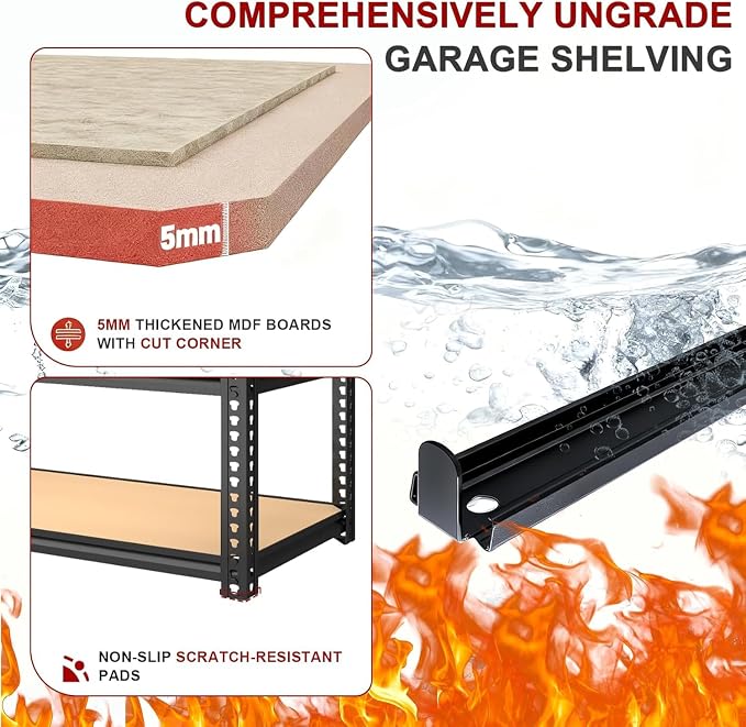 40W Garage Storage Shelves,Garage Shelves Heavy Duty,5 Tier Shelving Unit,2400LBS Capacity Heavy Duty Shelving for Garage Storage,Warehouse,72" H x40 W x20 D - Image 5
