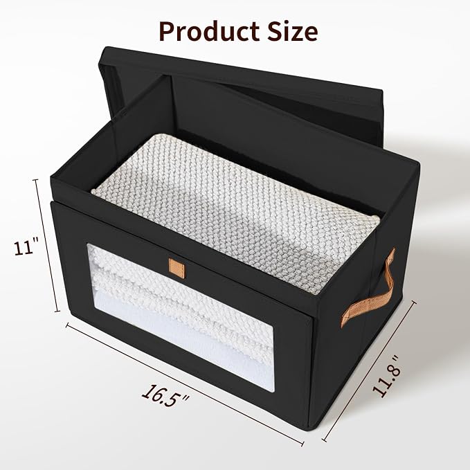 DIMJ Storage Bins with Lids - 6 Pack Large Fabric Closet Organizer with Window & Handles, Collapsible Decorative Storage Boxes for Shelves Under Bed, Books Clothes Blankets Sweaters Organization - Image 7