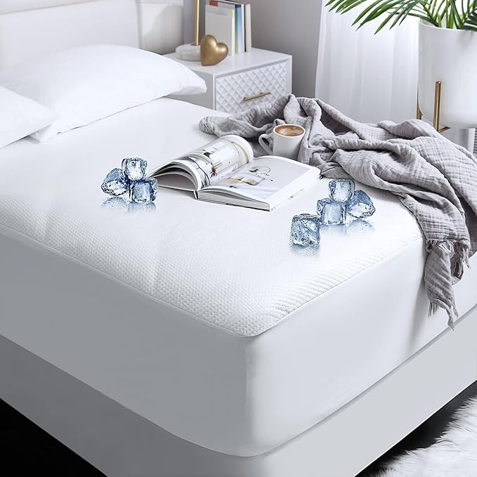 Nestl Waterproof Mattress Protector, Washable Mattress Cover, Fitted Mattress Pad with 17" Deep Pocket (Full + 1 Pillow)