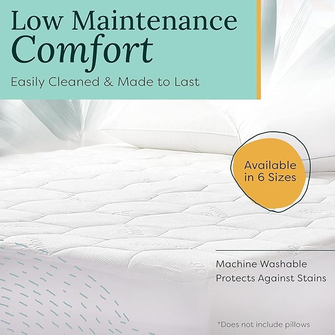 Mattress Pad Cover - Bed Topper & Waterproof Protector w/Deep Pockets, Twin Size, White