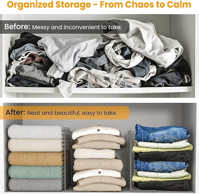 OKPOW Acrylic Shelf Dividers for Closet Organization - 10" Tall X 12" Deep Easy Installation Clothes Purses Organizer - Space-Saving Adjustable & Sturdy Clear Dividers for Wood Cabinet Shelves, 4 Pack - Image 8