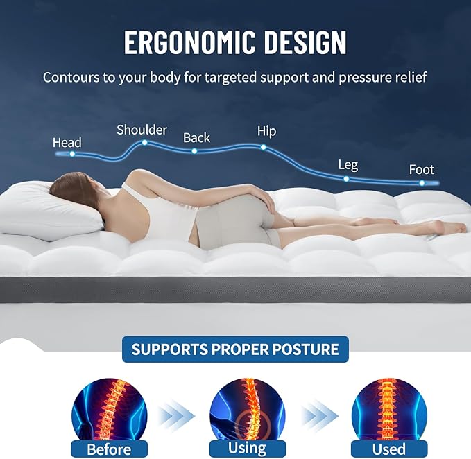 4 Inch Mattress Topper Full Size - 2000 GSM Pillow Top Memory Foam Mattress Topper Extra Thick Support for Back Pain Relief,Breathable Cover with 6"-18" Deep Pocket (Full,54"x75")