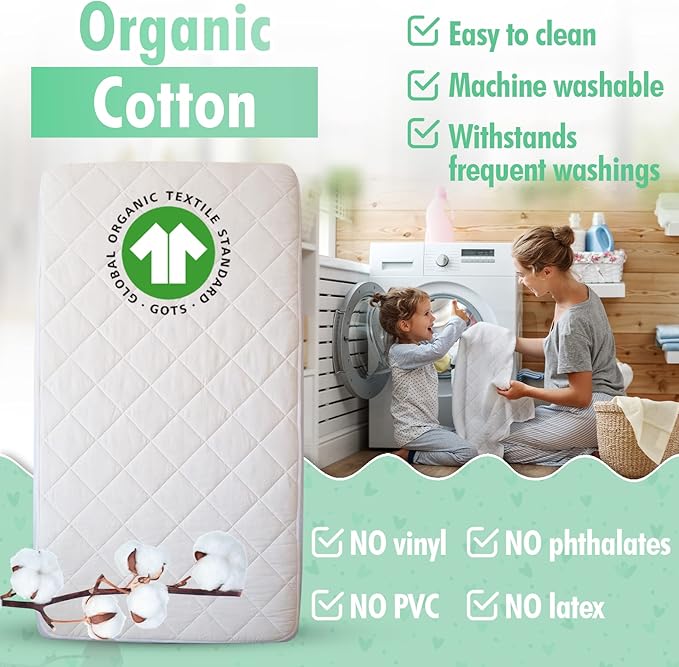 GOTS Certified Organic Cotton Waterproof Crib Mattress Protector