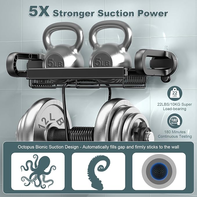 JOTPE Shower Caddy Suction Cup, Expandable Suction Shower Shelf with Large Capacity, Heavy Duty Shower Organizer Powerful Max Hold 22lbs, Removable Waterproof Metal Basket for Bathroom Kitchen Storage - Image 3