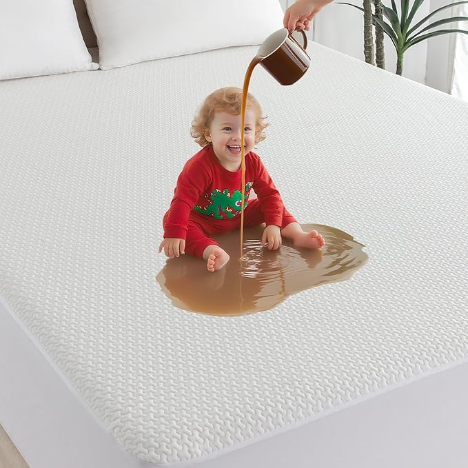 JOSOP 100% Waterproof Mattress Protector Twin XL,Breathable Cooling 3D Air Bamboo Viscose Mattress Cover,Hypoallergenic Noiseless Machine Washable Mattress Pad Cover,6"-14'' Deep Pocket Fitted Sheet