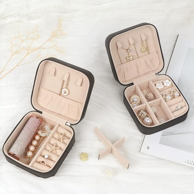 MFXIP Travel Jewelry Case Small Jewelry Box Jewelry Organizer Storage Case Portable PU Leather Mini Jewelry Travel Case for Girls Womens Earring, Necklace, Rings,Bracelets - Image 5