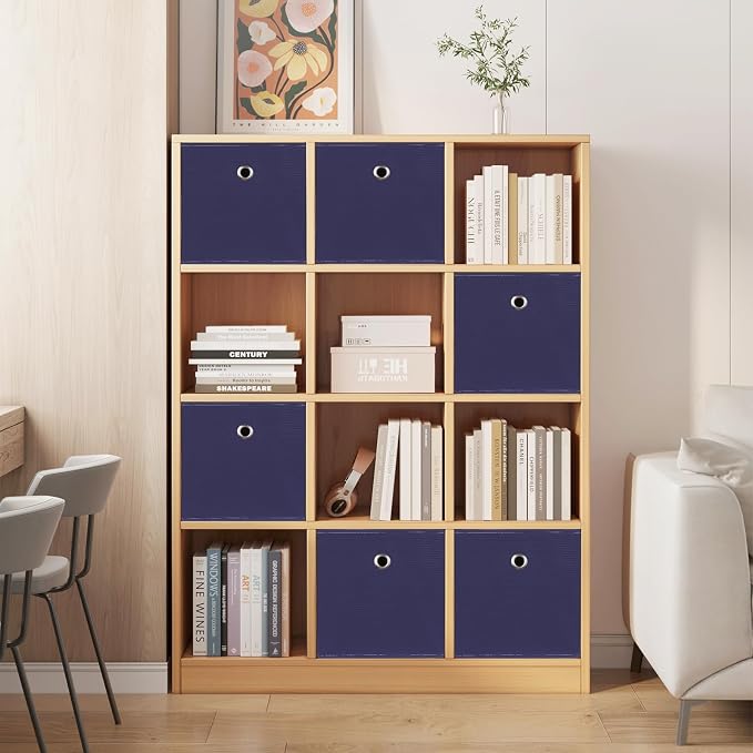 Foldable Storage Cubes Bins ,11 Inch Cloth Storage Cube Fabric Storage Box Cubes Organizer Baskets with Dual Handles for Home Organizer Set of 8 (Navy Blue) - Image 5