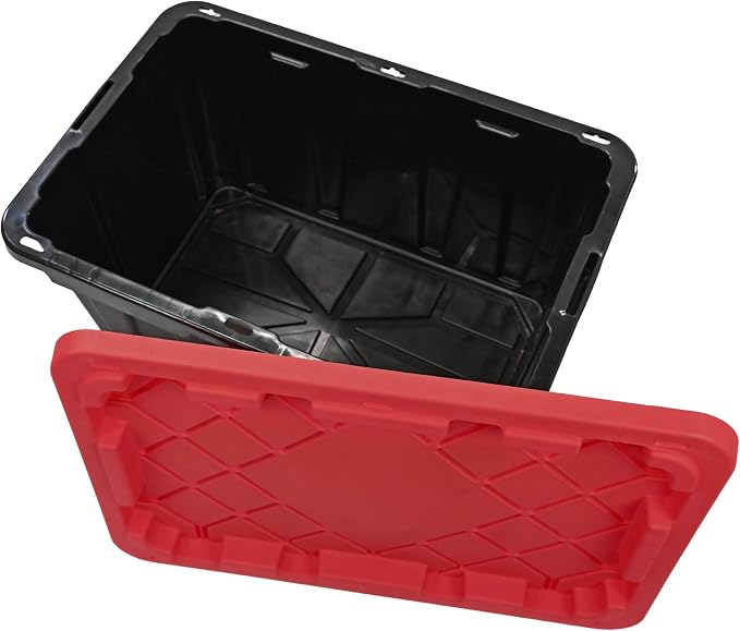 CX BLACK & YELLOW, XTRA TALL 27-Gallon Heavy Duty Tough Storage Container & Snap-Tight Lid, (28.5L x 19.4W x 15.2H), Weather-Resistant Design and Stackable Organization Tote [4 Pack] - Image 6