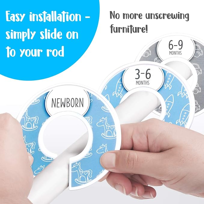 Eli with Love Baby Closet Dividers (Baby Blue) – Fits 1.5" Rod - Set of 8 Baby Clothes Organizers – Organize Nursery Hangers Size/Age - Image 9
