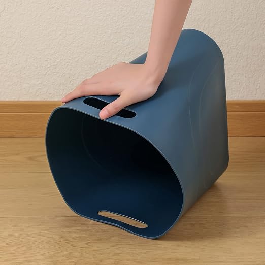 rejomiik Small Trash Can, Slim Garbage Can Plastic Waste Basket with Handles 3.5 Gallon Container Bin for Narrow Spaces Bathroom, Bedroom, Kitchen, Office at Home, 2 Pack Teal Blue - Image 8