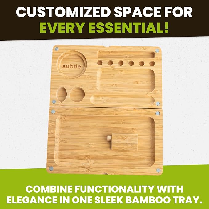 Foldable Bamboo Tray with Magnetic Lid - Durable, Easy to Clean - Portable, Perfect for Home Storage or Travel, Decorative-Tray - Gifts for Him - 8.5" x 5" - Image 2