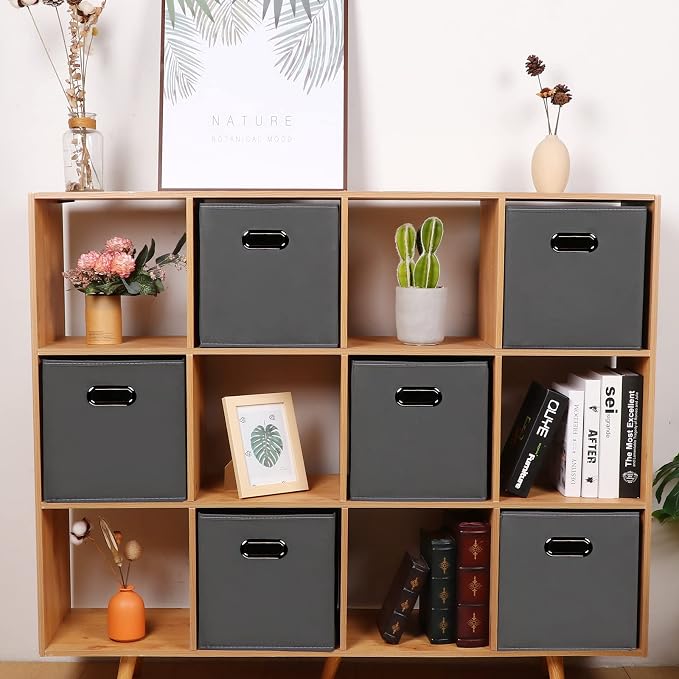 Fabric storage bins Cubes, Fabric Cube Organizer with Handle, Foldable Cube Bins for Cloth or Accessary Storage, 11x11x11, Set of 10, (Gray) - Image 4