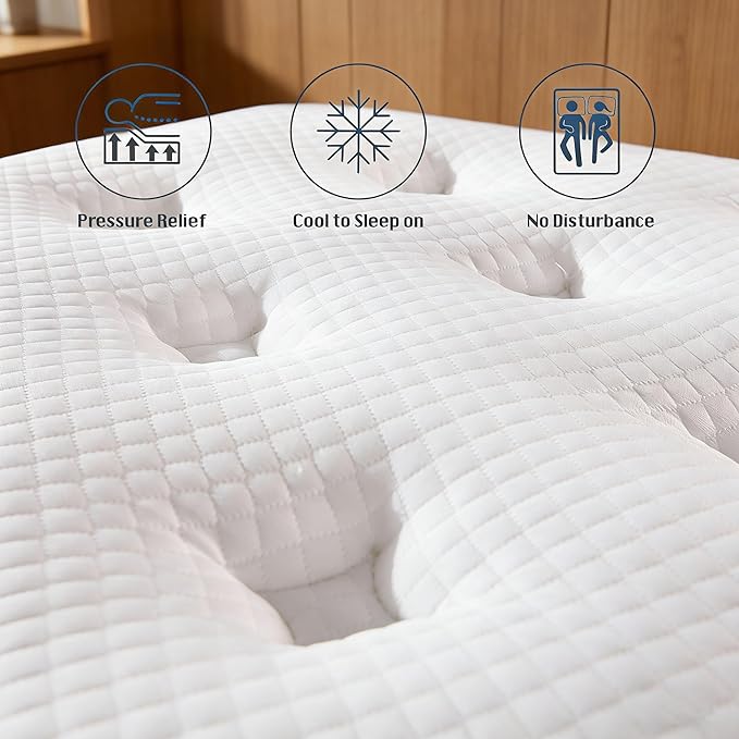 Full Size Mattress - 12 inch Hybrid Full Mattress in a Box, Memory Foam Mattress with Pocket Springs, Medium Firm, Pressure Relief & Motion Isolation, CertiPUR US Certified, 100 Nights Trial