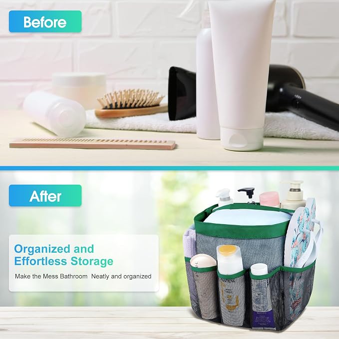 Attmu Mesh Shower Caddy Portable for College Dorm Room Camping Essentials, Shower Caddy Dorm with 9-Pockets, Large Capacity Hanging Basket Bathroom Bag for Toiletry, Swimming, Gym, Camp, Beach - Image 5