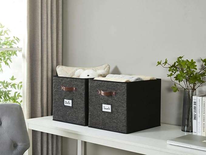 DECOMOMO Storage Baskets, 13x15x13 Storage Cube Bins with Labels for Organizing Shelves Kallax (Kallax / 4pcs, Black Pattern) - Image 9