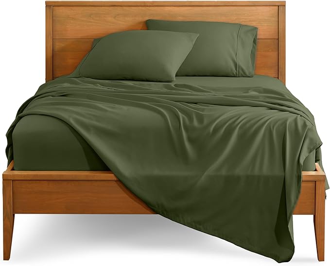 Bare Home Full XL Sheet Set - 1800 Ultra-Soft Microfiber Full Extra Long Bed Sheets - Double Brushed - Deep Pockets - Easy Fit - 4 Piece Set - Bedding Sheets & Pillowcases (Full XL, Cypress)